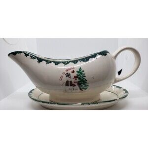 Atico Let It Snow Gravy Boat with Under Plate ~Vintage~